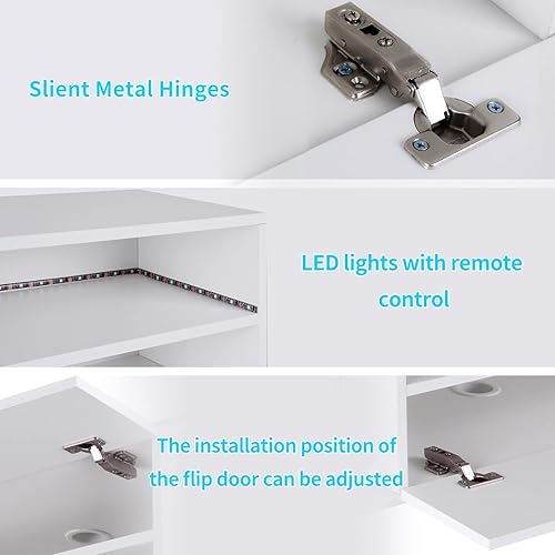 Miniatura 8 de soges Soporte de TV LED, mesa de TV blanca montada en la pared con gestión de cables, soporte de TV flotante centro de entretenimiento, gabinete de
