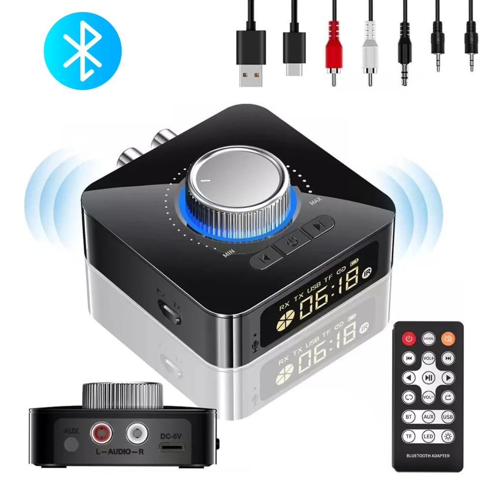 DollaTek Bezprzewodowy adapter audio 2 w 1, kompatybilny z Bluetooth, lekki odbiornik nadajnik do telewizora, PC, stereo, po??cz g?o?nik, s?uchawki