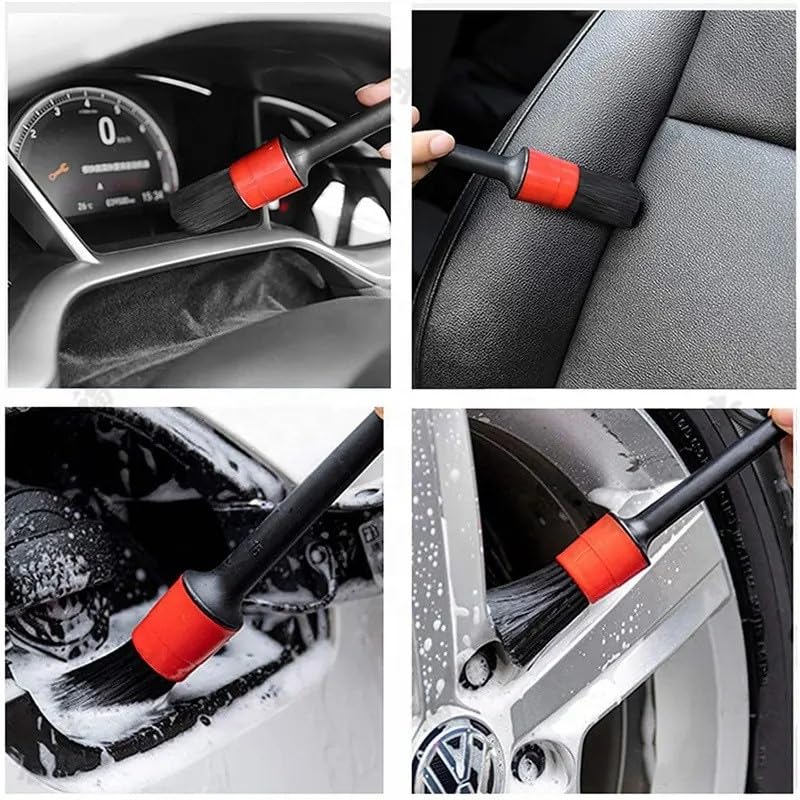 Image of EZ LIVING Precision Car Detailing Brushes for Interior and Exterior Car Detailing Brushes Automotive Detailing Brush Set Detailing Brushes for Cars Wheel Brush for Car Cleaning(5pcs)