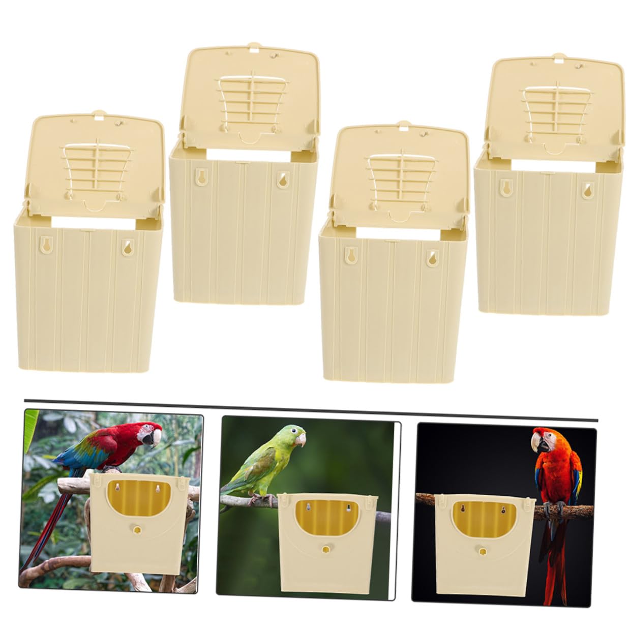 Caja Nido para Periquitos 5 Piezas de Plástico Resistente, Pequeña Casa para Pájaros, Nido de Cría para Loros y Aves Pequeñas, Fácil de Limpiar para Jaulas de Pájaros Interior