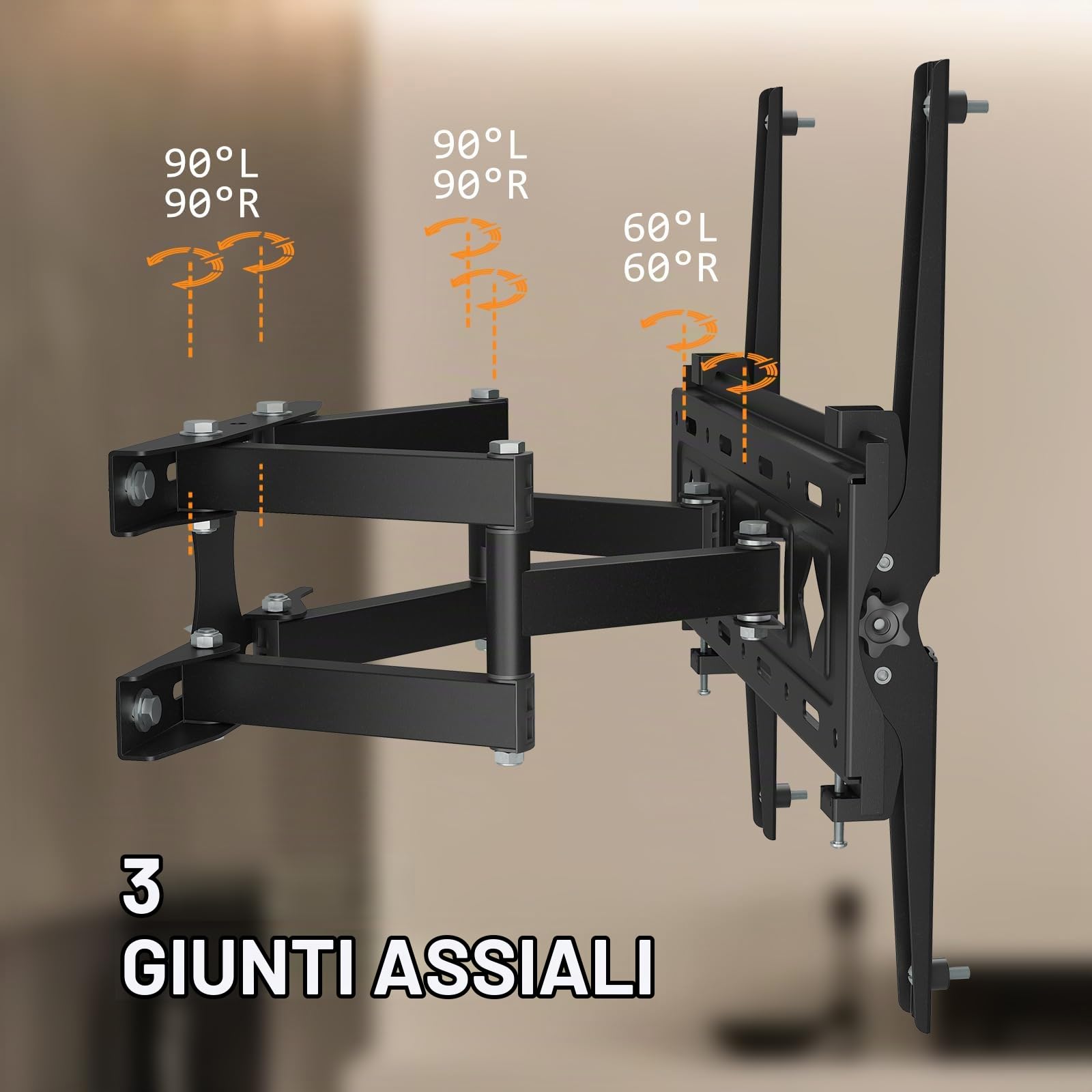 Muchen Supporto TV A Parete Inclinabile Supporto TV Inclinabile Per Monitor TV Piatto E Curvo Da 26-55 Pollici Fino A 30 kg Max.VESA 400x400mm