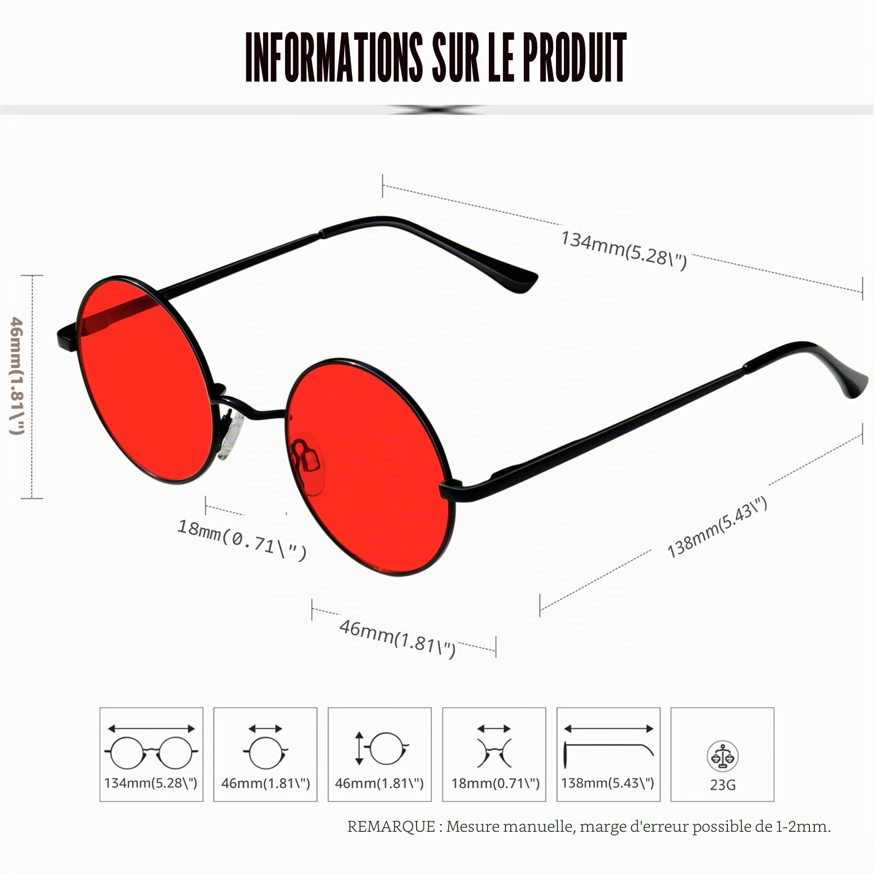 KANASTAL Lunettes de Soleil Ronde Hommes et Femmes Polarisée Vintage Rétro Classique Hippie Steampunk UV400