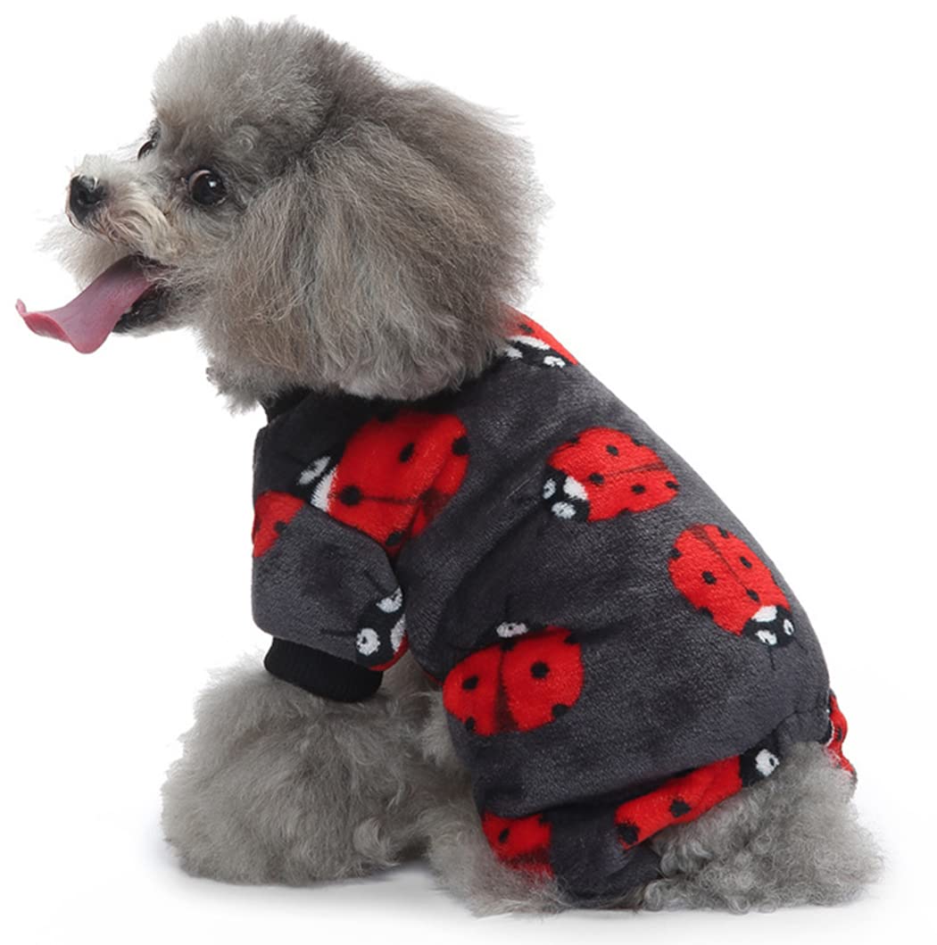XIAOYU Cute Ladybug Pattern Dog Pajamas Pet Clothes Doggie Halloween Christmas Costumes Puppy Cat Jumpsuits, M - Image 4