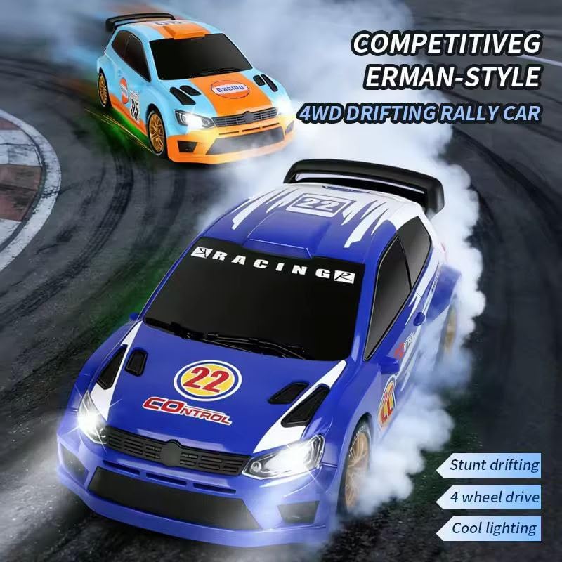 Image of Rc Drift Remote Control Car 1:24 Scale, High-Speed, 4Wd, Lights, Rechargeable Racing Car, Drifting Tires, 2.4Ghz, for Kids (1:24 RC Drift - Red)