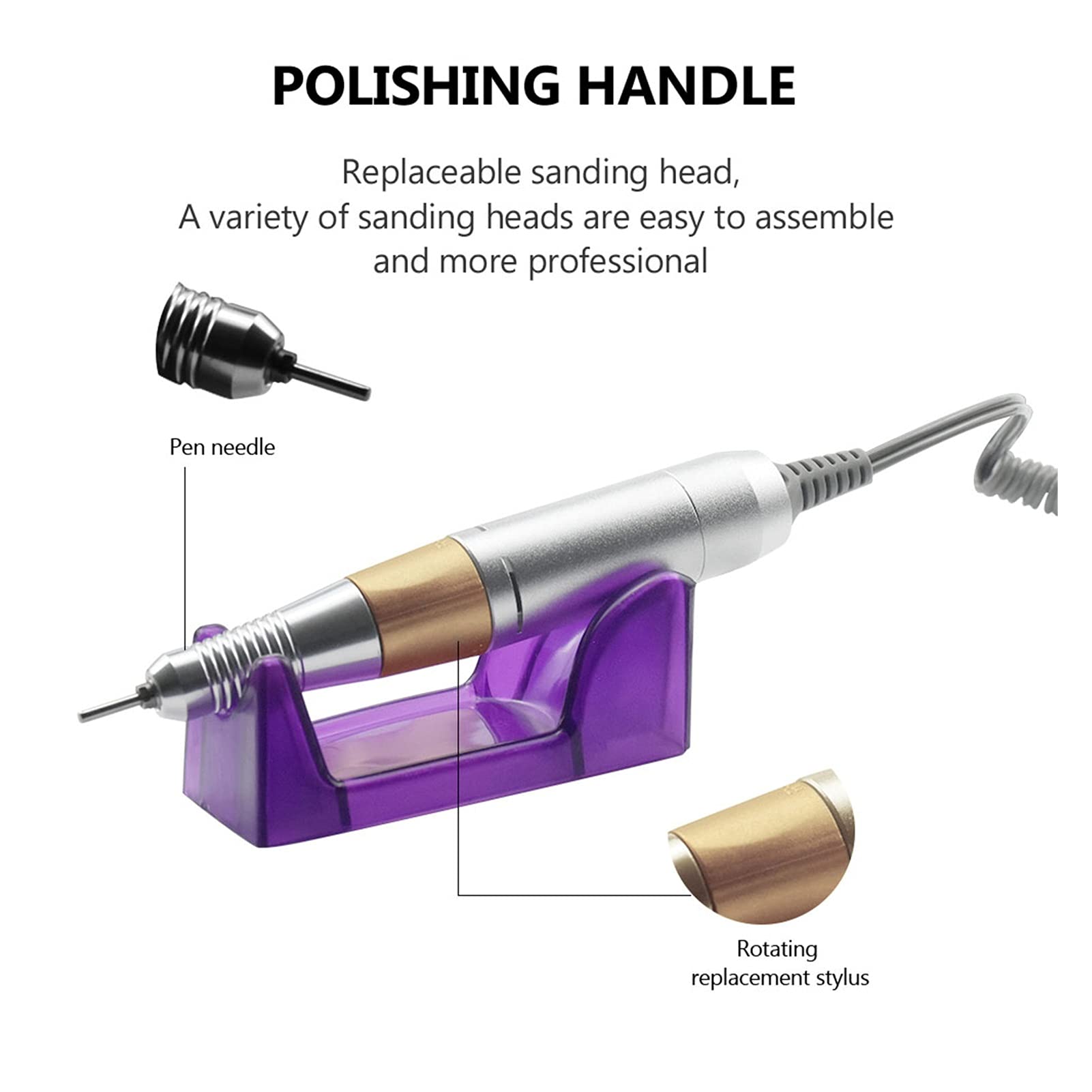 Máquina perforadora de uñas Máquina perforadora de uñas 25000 RPM Pro Máquina de manicura Aparato para manicura Kit de pedicura Taladro eléctrico para uñas con cortador Puerto para herramientas de uñ