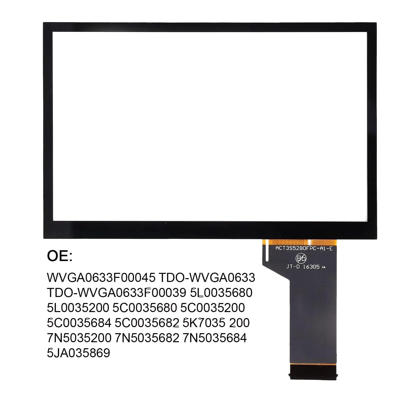 Samochodowy ekran dotykowy, automatyczny ekran dotykowy LCD, ekran dotykowy do MIB STD2 200 682 682G, numer OE TDO WVGA0633F00036 / TDO WVGA0633F00039 / TDO WVGA0633F00045, konwersja wideo