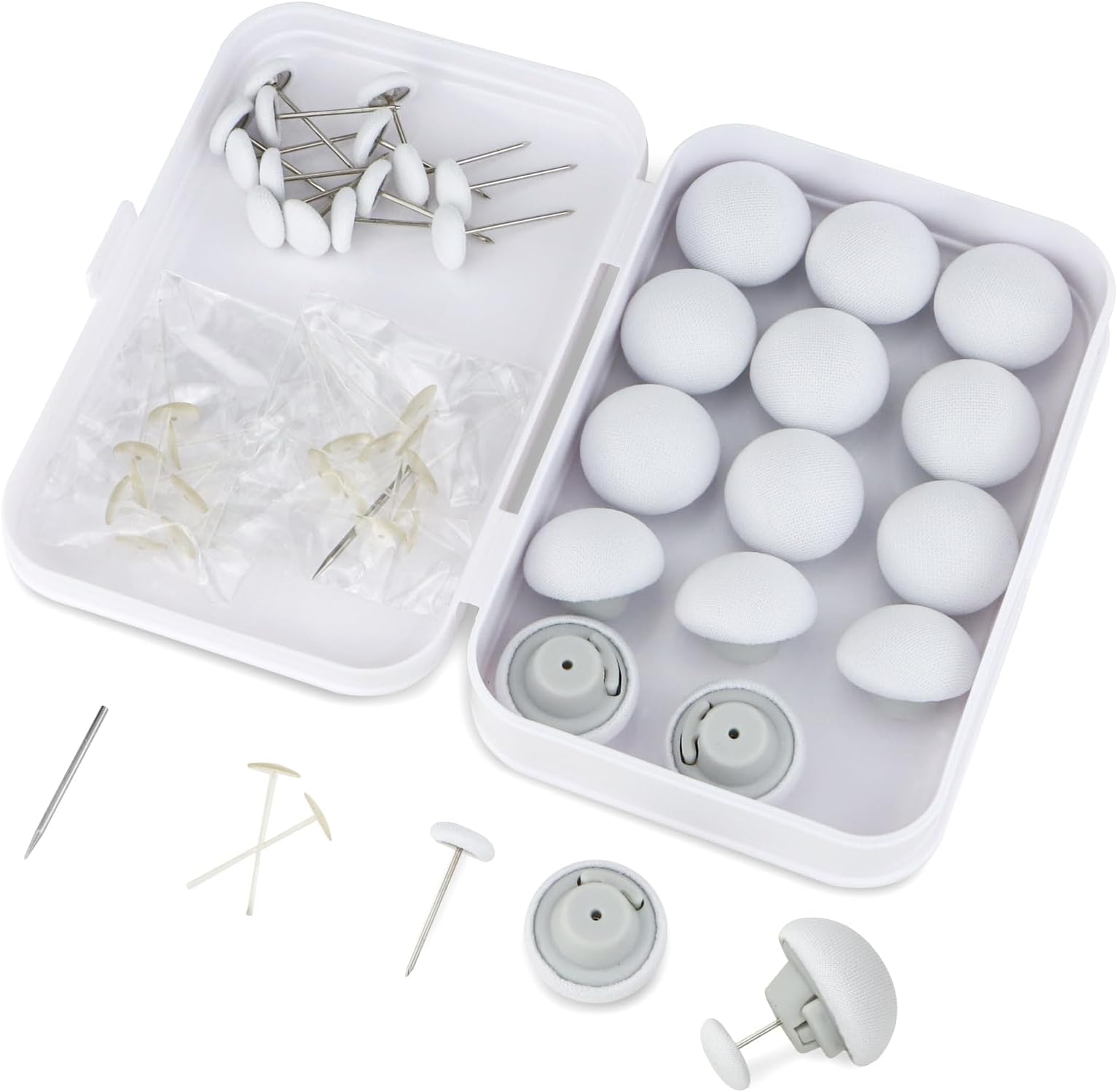 Duvet Pin Duvet Clips 16 Sets, Non-Slip Comforter Clips, One Key to Unlock Duvet Clips, Duvet Button Fasteners for Quilt, Cushions, Curtains, Decoration (White)