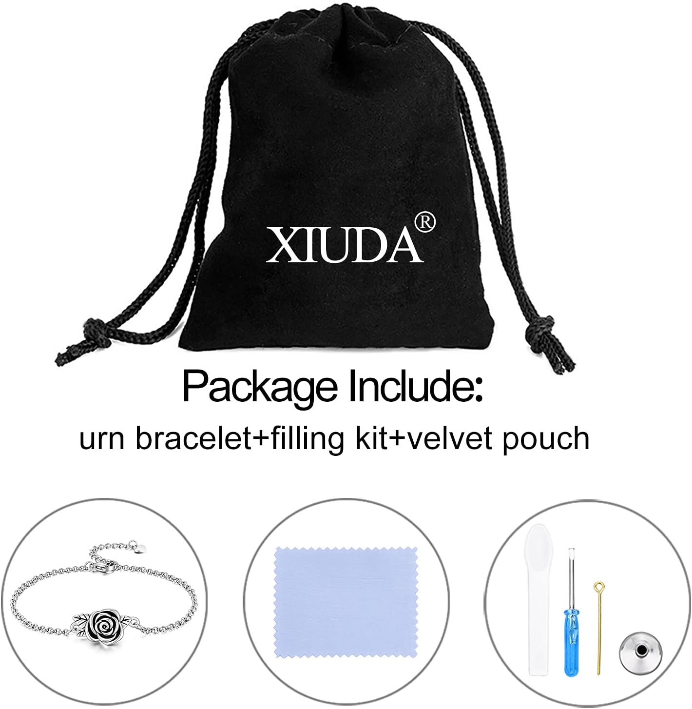 XIUDA Urn Bracelet for Ashes Rose Cremation Bracelet Ashes Holder Bangle Link Chain Ashes Bracelet for Women - Image 7