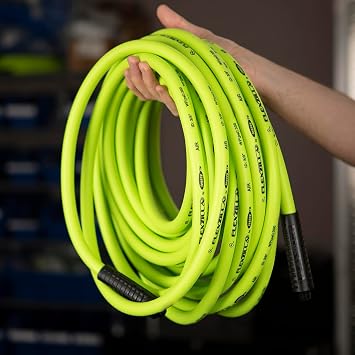 Flexzilla Air Hose, 3/8 in. x 100 ft., 1/4 in. MNPT Fittings, Heavy Duty, Lightweight, Hybrid, ZillaGreen - HFZ38100YW2
