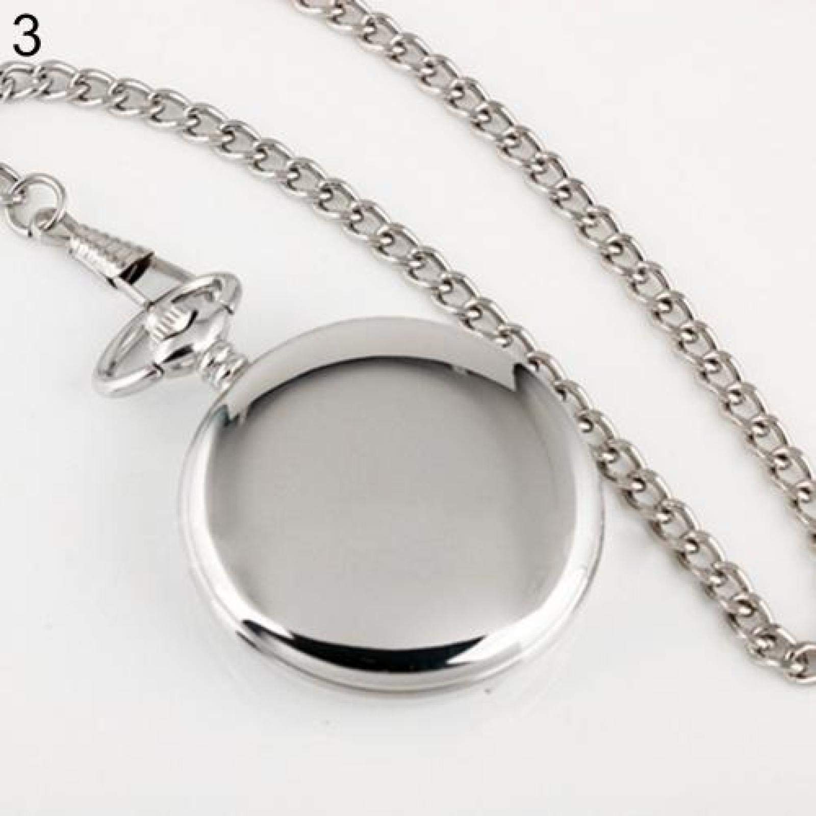 Relojes de Bolsillo, Reloj de Bolsillo clásico con Cadena Colgante Superficie Lisa(Silver)