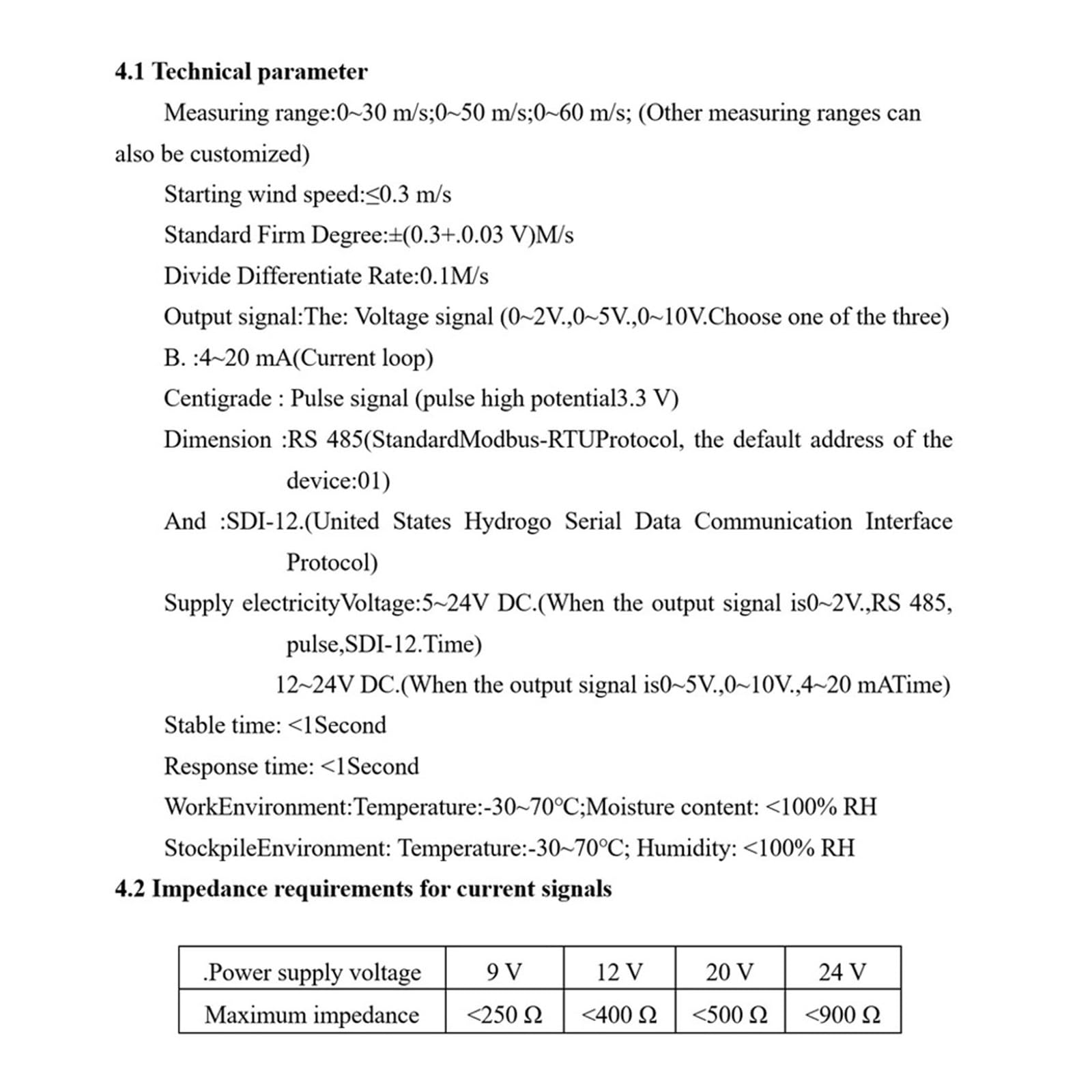 Transmisor de Velocidad del Viento de aleación de Aluminio | Sensor detector de velocidad del viento de la estación meteorológica al aire libre(0-60 0-5V)