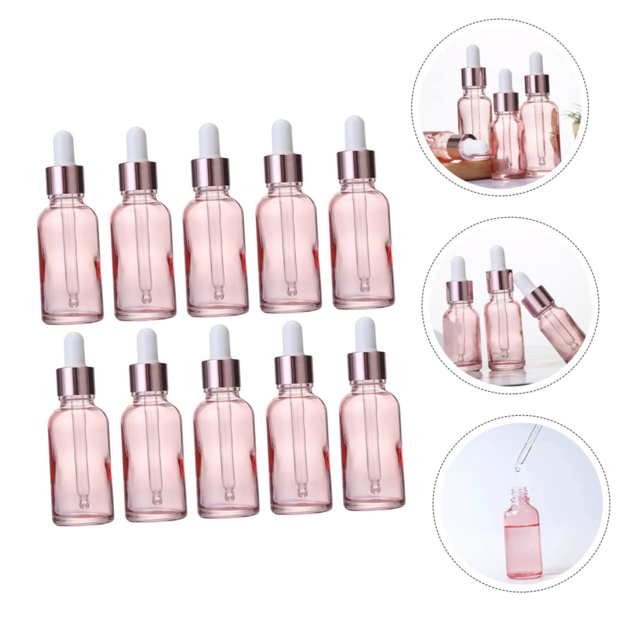 Flaconi Contagocce Vuoti Portatili 30ml in Vetro Rosa 30 Pezzi