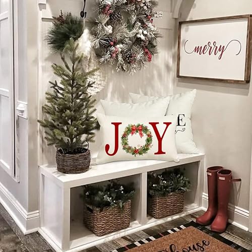 Miniatura 3 de RABUSOFA Fundas de almohada navideñas de 12 x 20 pulgadas, fundas de almohada decorativas de Navidad, fundas de cojín lumbar de Navidad con corona