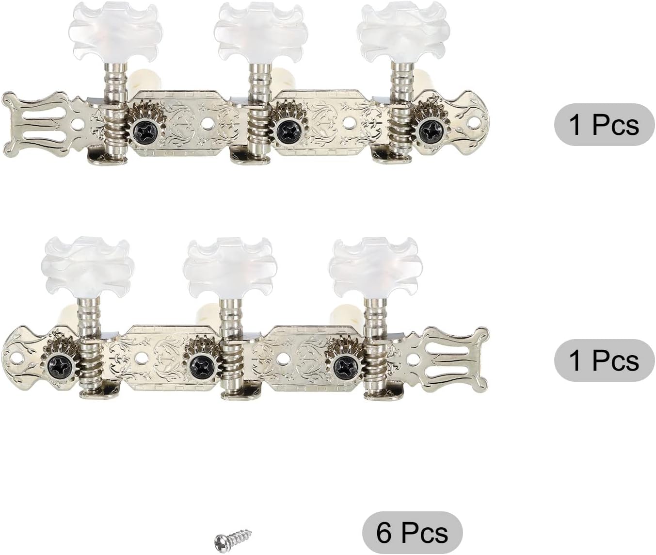 PATIKIL Guitar Tuning Pegs Machine Heads Tuning Keys Tuners for Classical Guitar Single Hole 3L 3R, 1 Set, White