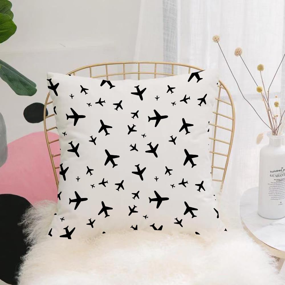 HYOSXW Cushion Cover,Throw Pillow Case Home Decorative for Living Room Bedroom Sofa Chair 16X16 Inch,Airplane pattern. Plane seamless texture. Planes in the sky.,Pillowcase 40X40cm