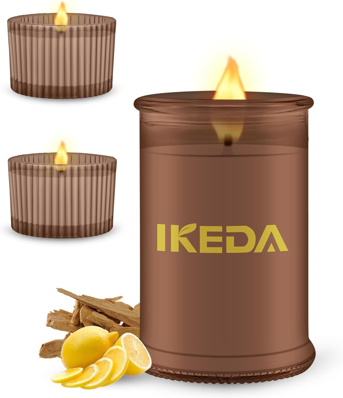 Scented Candles Set: Aromatherapy Candle for Home Fragrance | Long Lasting with 80 Hour Burn Time, 6.2oz | Natural Soy Candles Gifts for Women Men | 3 Pack Candle for Home Scented (Lemon Sandalwood)