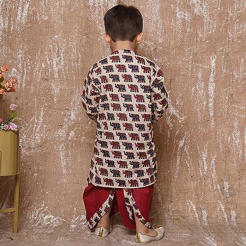 Image of AJ DEZINES Kids Ethnic Wear Pure Cotton Dhoti Kurta Set For Boys