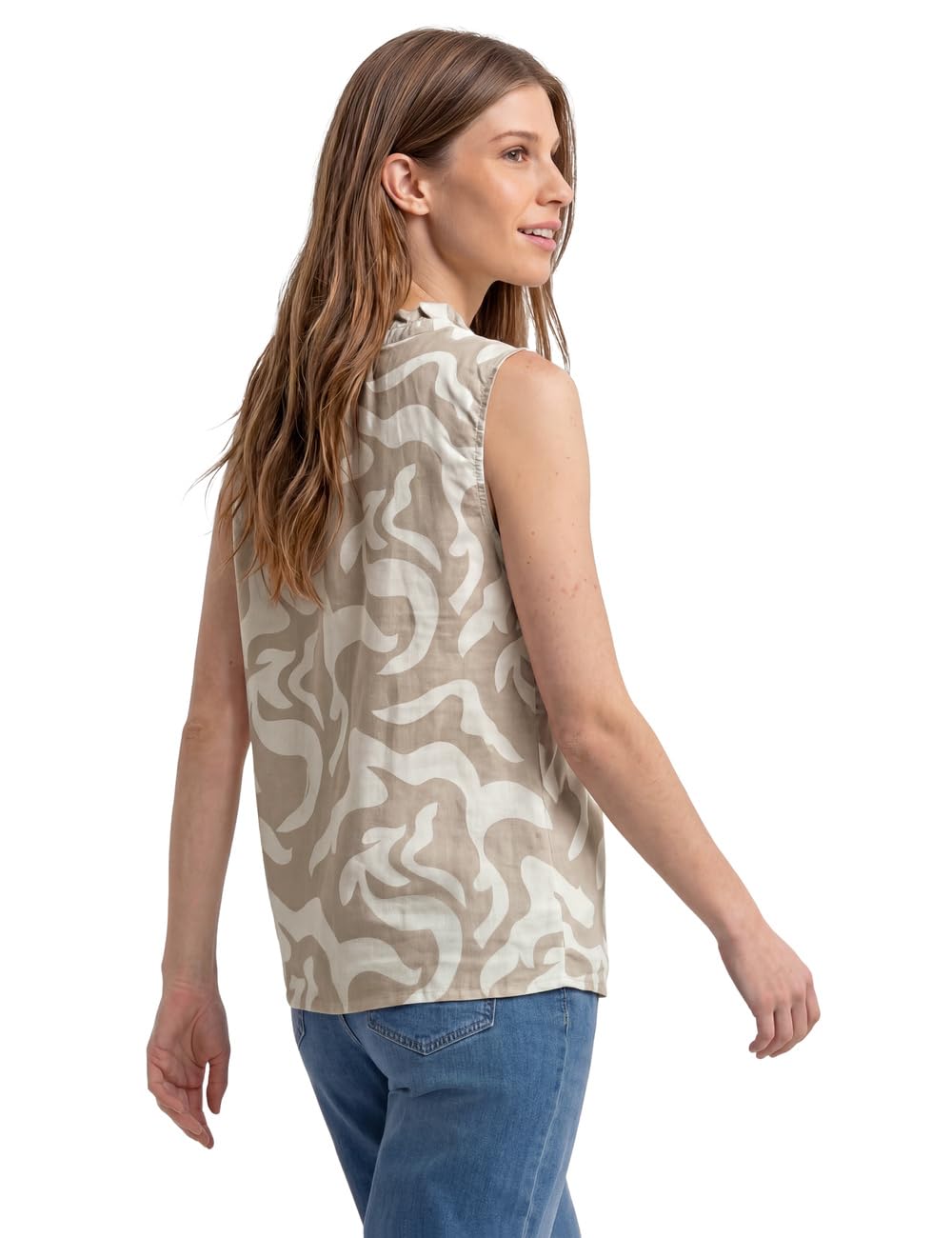 Street One Bluse aus Leinenmix mit Rüschen