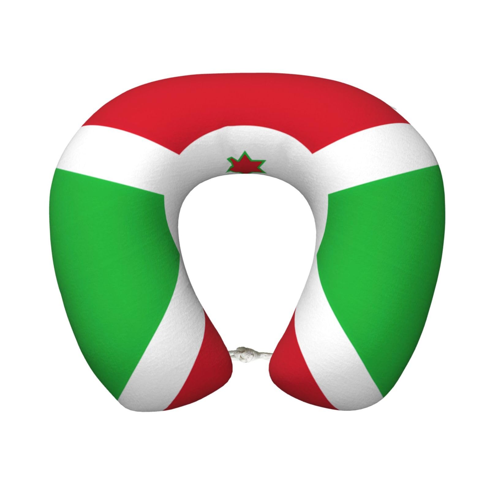 peiyeety Comfortable Flag of Burundi Print Memory Foam Travel Pillow - U-Shaped Neck Support for Trips, Office Naps, and More