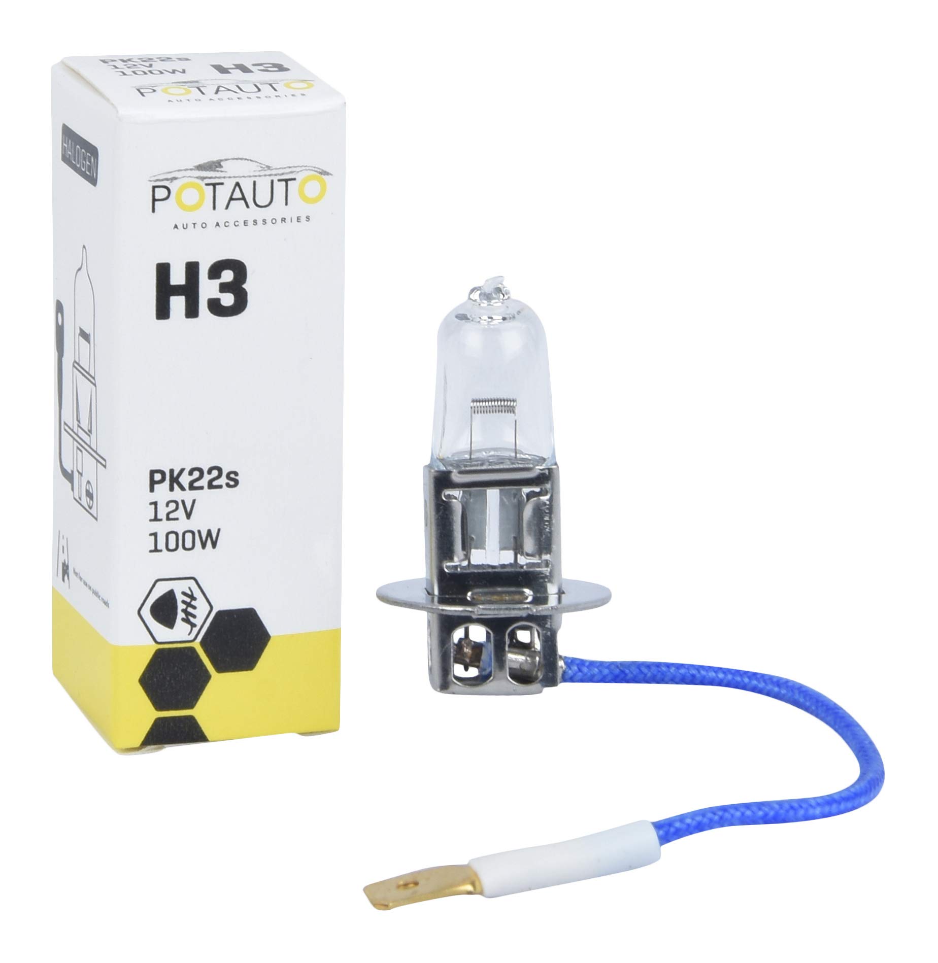 2-Pack Universal H3 12V 100W Halogen Fog Light Bulbs – Replacement Auto Lamps