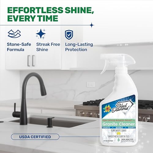 Miniatura 2 de Black Diamond Stoneworks Limpiador de encimera de granito certificado por USDA a base de biografías seguro para granito cuarzo mármol travertino