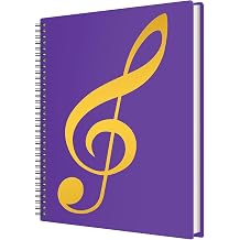 A4 Sheet Music Folder, Music Holder Eliminate Glare 60 Pages Spiral Bound Music Binder with Non-Reflective Sleeves Allows Direct Annotation Drawing Folder Storage for Musical Score Painting - Purple