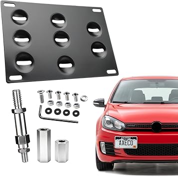 No Drill Front Bumper Tow Hook License Plate Relocator for Volkswagen Golf MK6 2010-2014 Jetta MK5 No Blocking Sensor Road Legal AXECOGlobal Parts