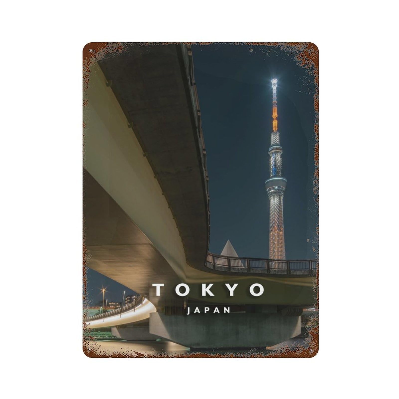 Garage Style Skytree Tower Rusty Metal Tin Sign 15.7"x11.8", Farmhouse Wall Decor for Bar And Workshop