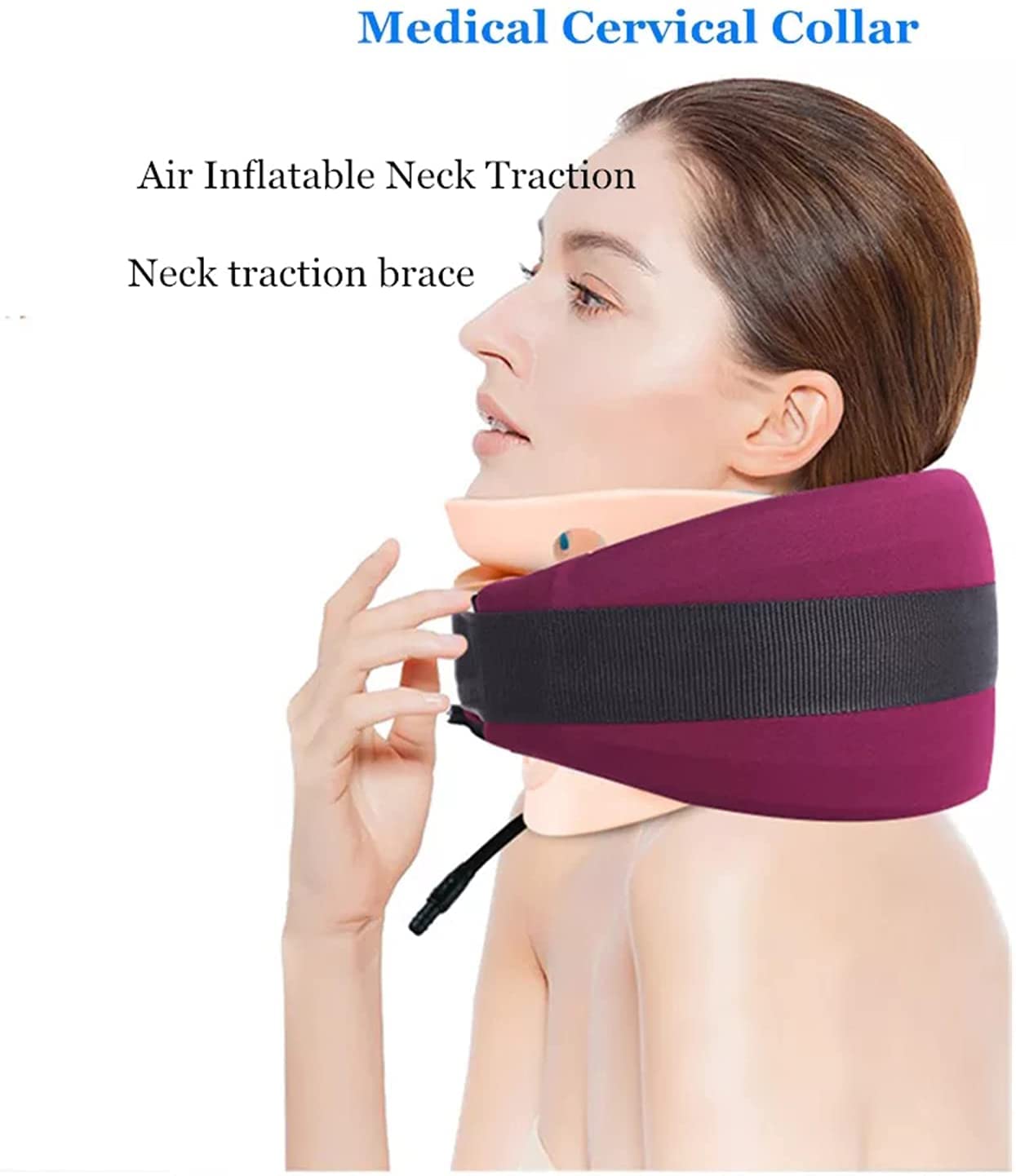 Zervikales Nackentraktionsgerät und Nackendehner - Aufblasbares und verstellbares Halsband und Nackenstützkissen, hochwertiges Nackentraktionsgerät für den Heimgebrauch