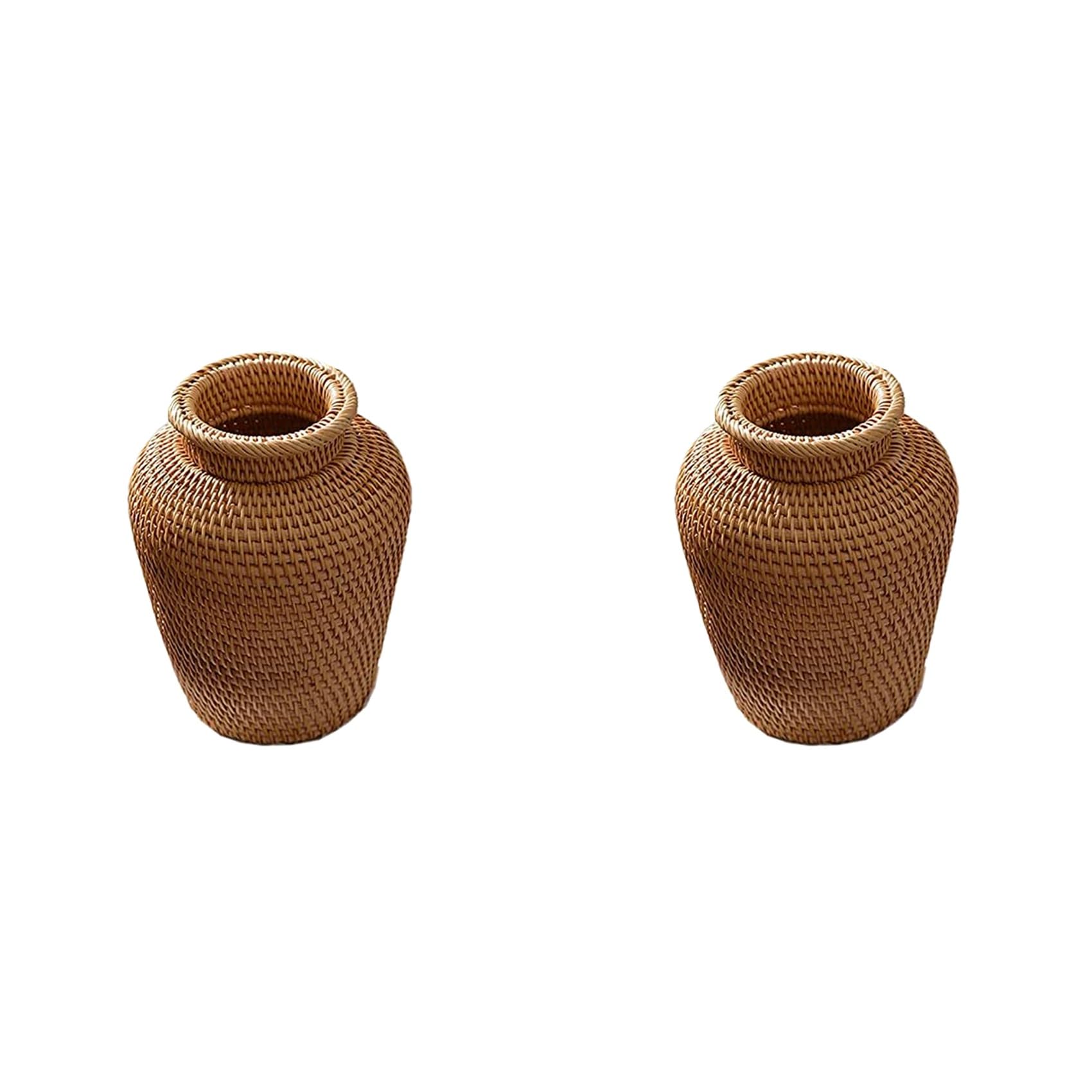 Hndhbfgrt 2X Rattan Woven Vase Art Vase Fashion Tabletop Decoration Plants Flower Pot Faddish Flower Pot for Home Decor