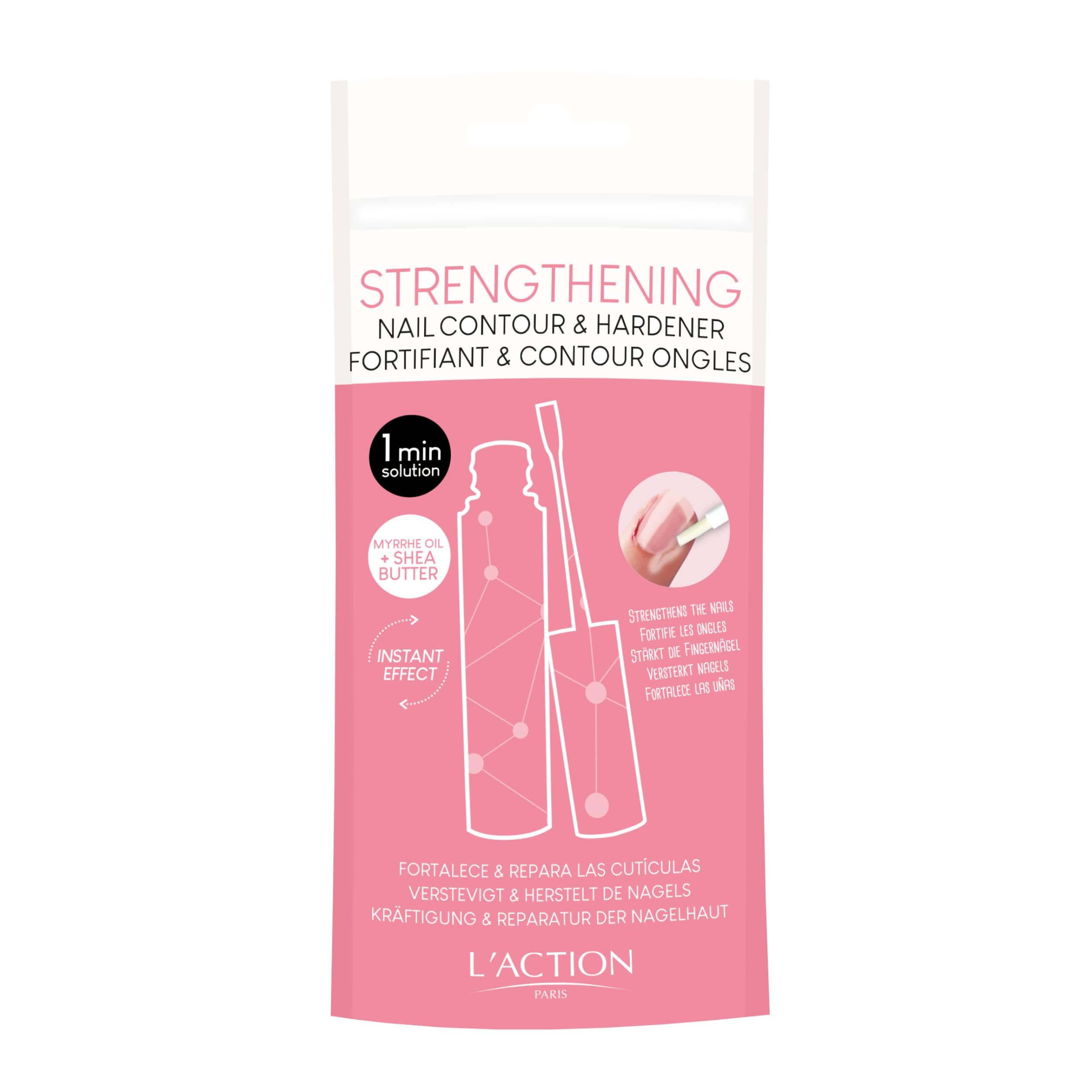 L'Action Paris Strengthening Nail Contour and Hardener, Strengthens and Repairs Cuticles, With Myrrh Oil and Soothing Shea Butter to Moisturise and Harden Nails 0.34 fl oz