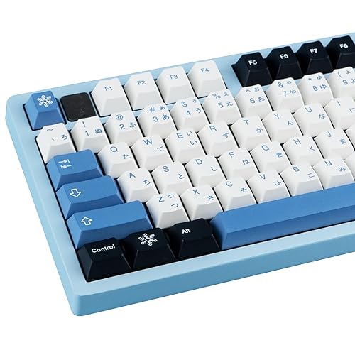 GEKUCAP PBT Keycaps - 129 Keys Arctic Keycaps Dye-Sublimation Blue White Set for Gateron Kailh Cherry MX Switch Mechanical Keyboards - Arctic Blue White