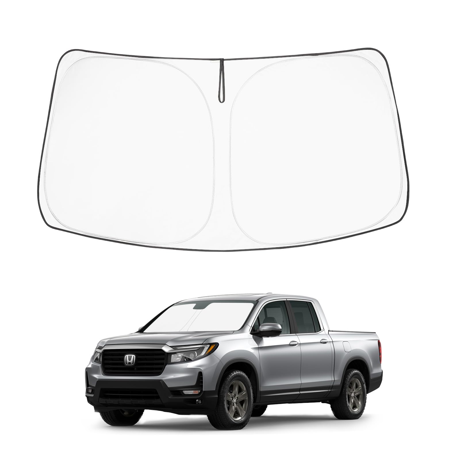 Proadsy2025 Upgrade Windshield Sun Shade Custom Fit Honda Ridgeline 2017-2024 2025 4-Layer Foldable Front Sunshade Protector Sun Visor Blocks UV Rays Keep Car CoolerClimatePartner certified