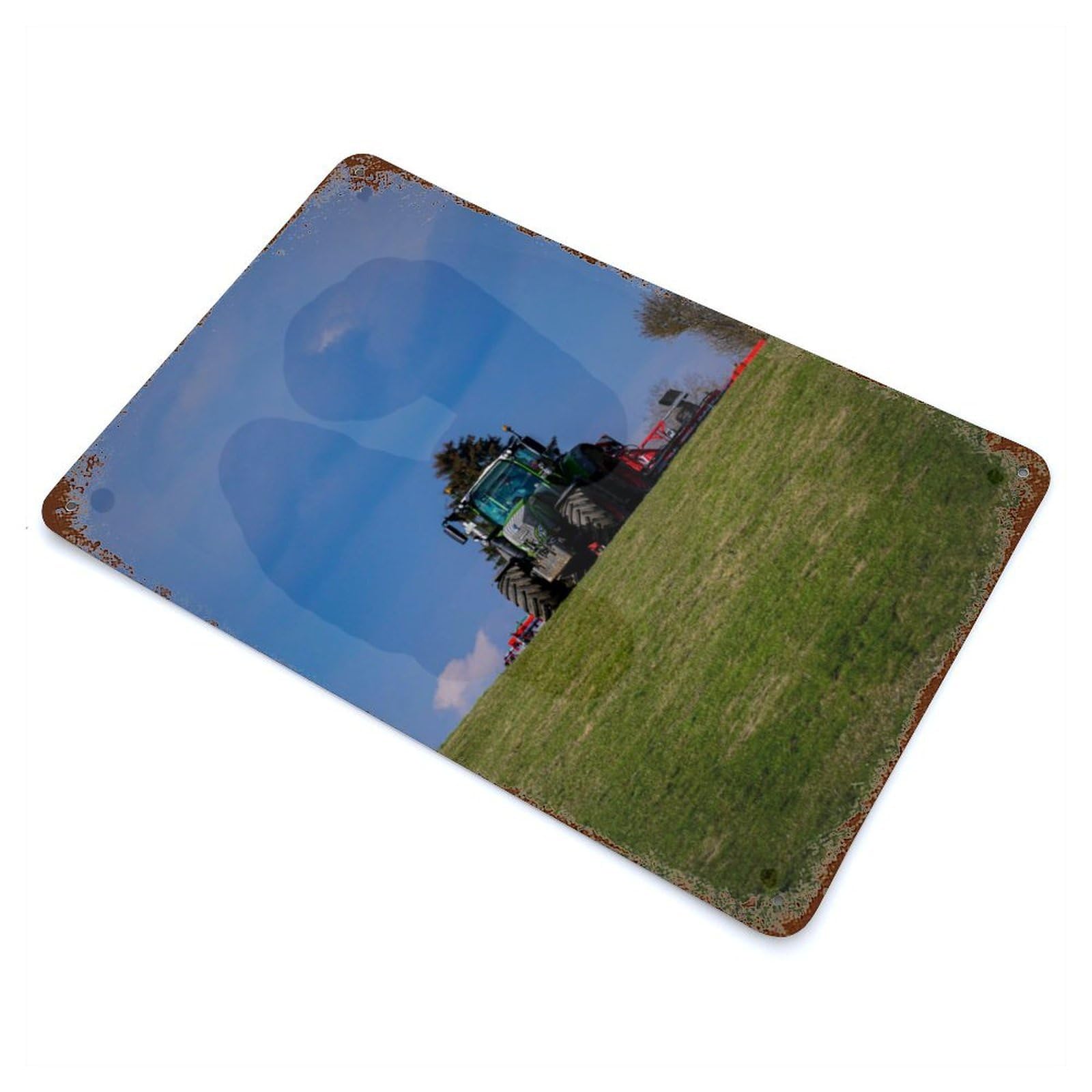 Tractor on A Hill Rusty Metal Tin Sign 11.8"x7.9", Industrial Home Decor for Garage, Pub Or Kitchen