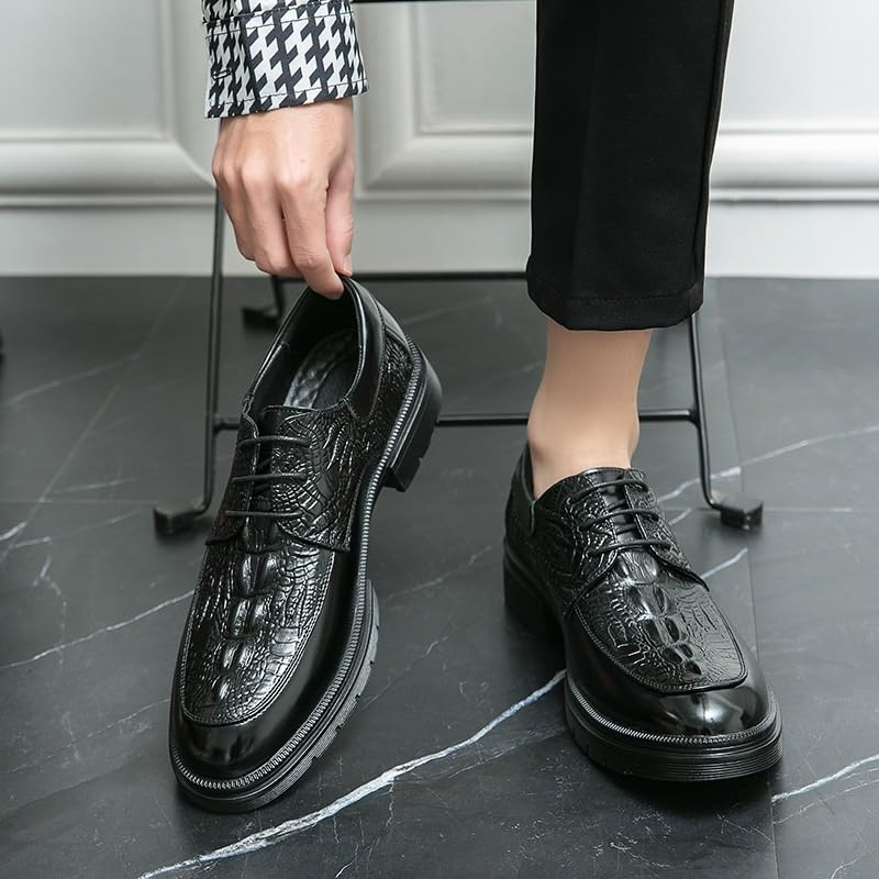 Men's Wingtip Oxford Dress Shoes Business Modern Genuine Leather Lace-Up Casual Scale Pattern Comfort Shoes3