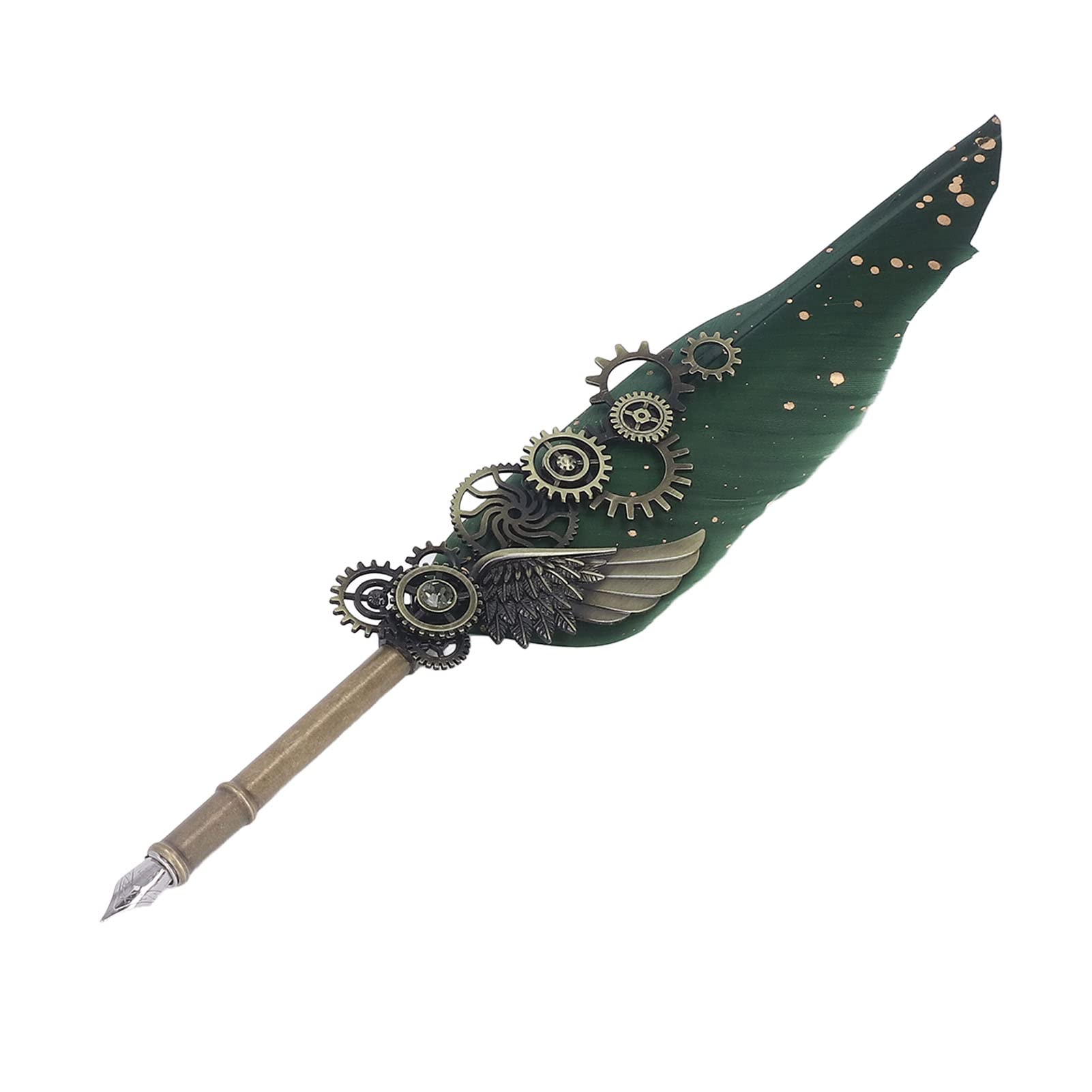 Ensemble de stylos, kit de stylo plume avec pointe fine et laiton, ensemble de stylos de calligraphie pour l'écriture gothique et italienne, comprend de la cire de feu, un (Vert OD)