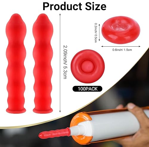 Miniatura 5 de Fatpig Tapones selladores de tubos de calafateo, 100 unidades, rojas, impermeables, para líquidos y gel para preservar y ahorrar