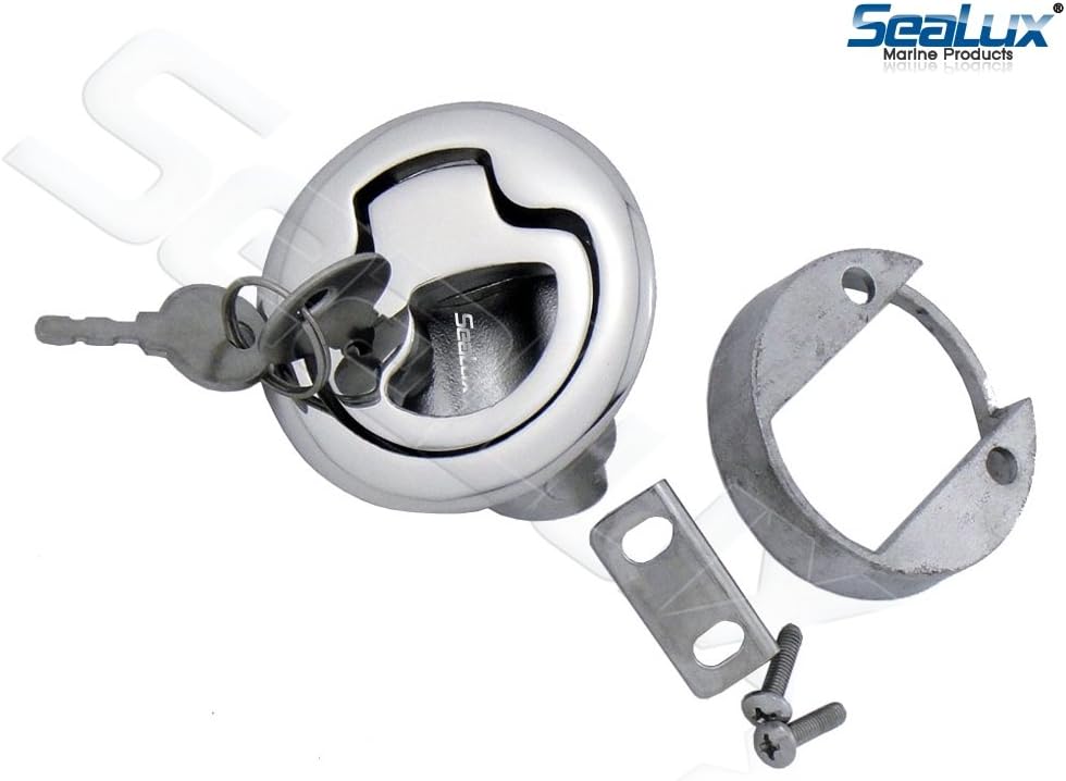 SeaLux Marine 2-3/8" Locking Slam Pull Latch Lift for Hatch and Drawer 316 Stainless Steel with 2 Keys