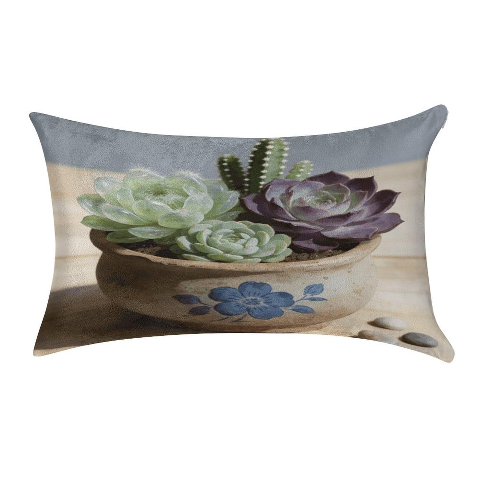 Fodpand Style Succulent Pillowcase,Elegant Designed Home Decor,Velvet Pillowcase,Soft And Cozy,Pillow Case Cover With Hidden Zipper For Bedroom, Sofa, Couch