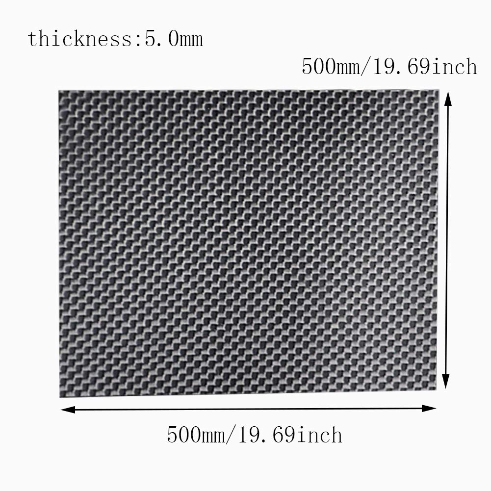 3K Kohlefaser Platte Karbon Carbonfaserplatten Laminatplatte Schwarz Hoher Härte Leinwandbindung Matt für Drohnenrahmen,5.0mm*500mm*500mm