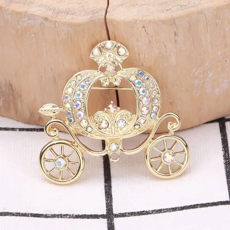 Image of 2Pcs Pumpkin Carriage Brooch Simple Sweater Scarf Shawl Buckle Pin Dress Jewelry Party Accessory For Women