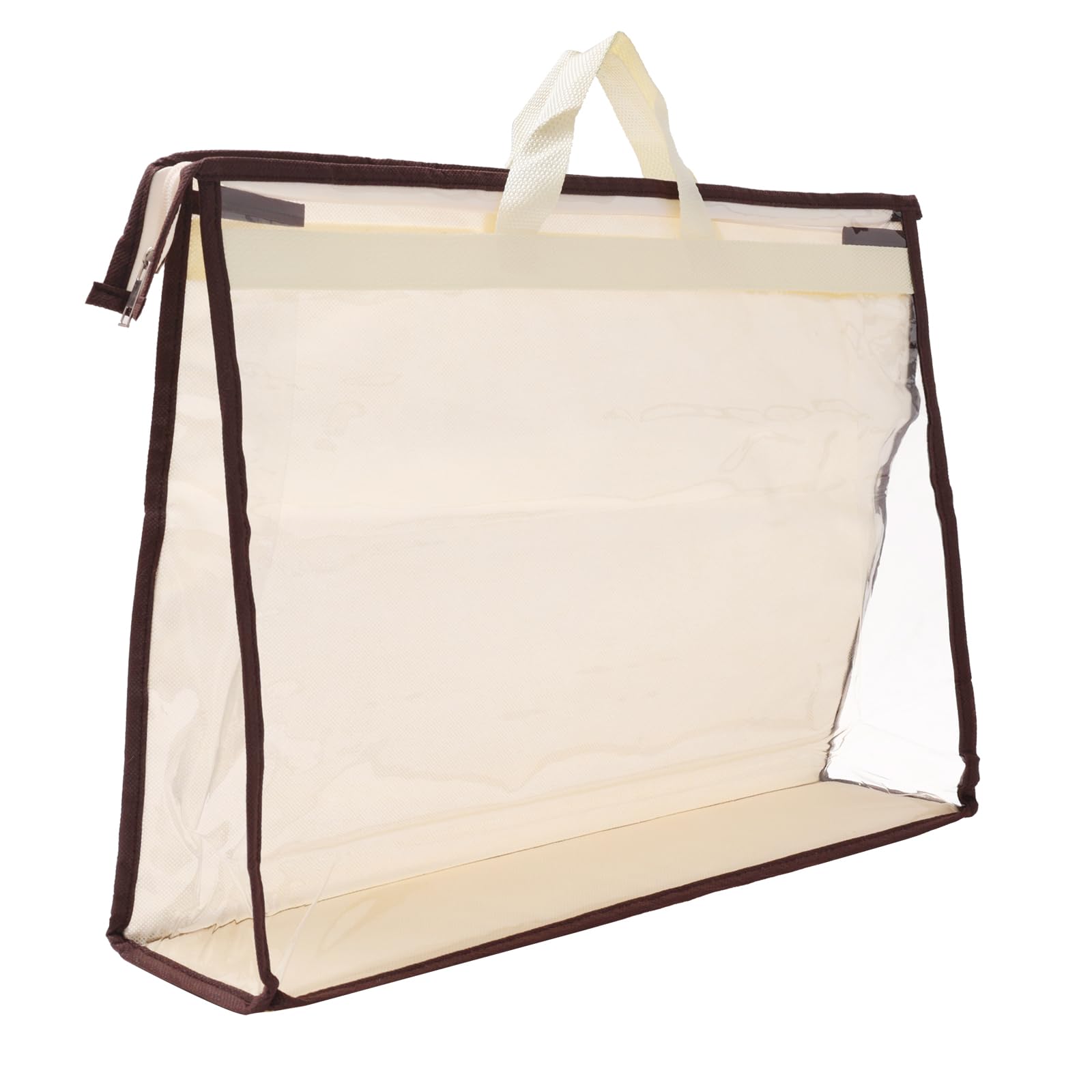 PATIKIL Handbag Dust Bags, Clear Purse Storage Organizer L Size PVC Dustproof Handbag Cover Transparent Purse Protector, Beige