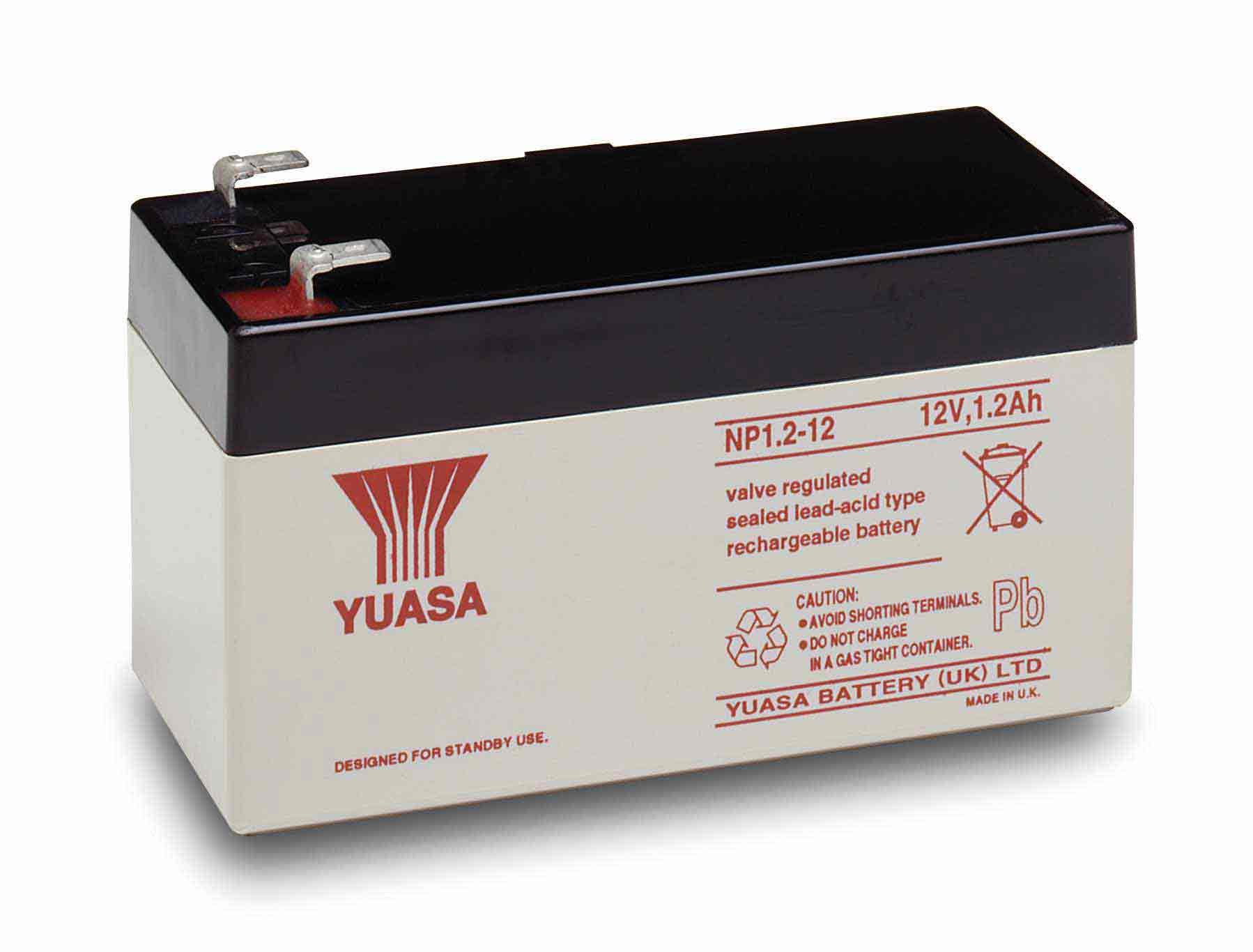 Yuasa NP1.2-12 lead battery 12 V (Faston 187-4.8 mm).