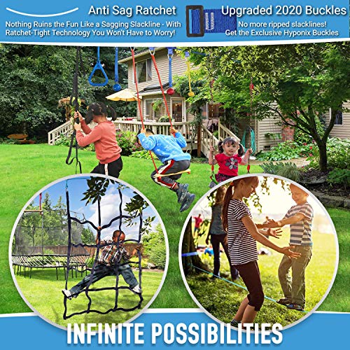 Ninja Warrior Obstacle Course for Kids - 60' Ninja Slackline Kit 13 Obstacles – Ninja Obstacle Course for Kids Backyard – Ninja Warrior Training Equipment for Kids Monkey Bars, Monkey Ladder