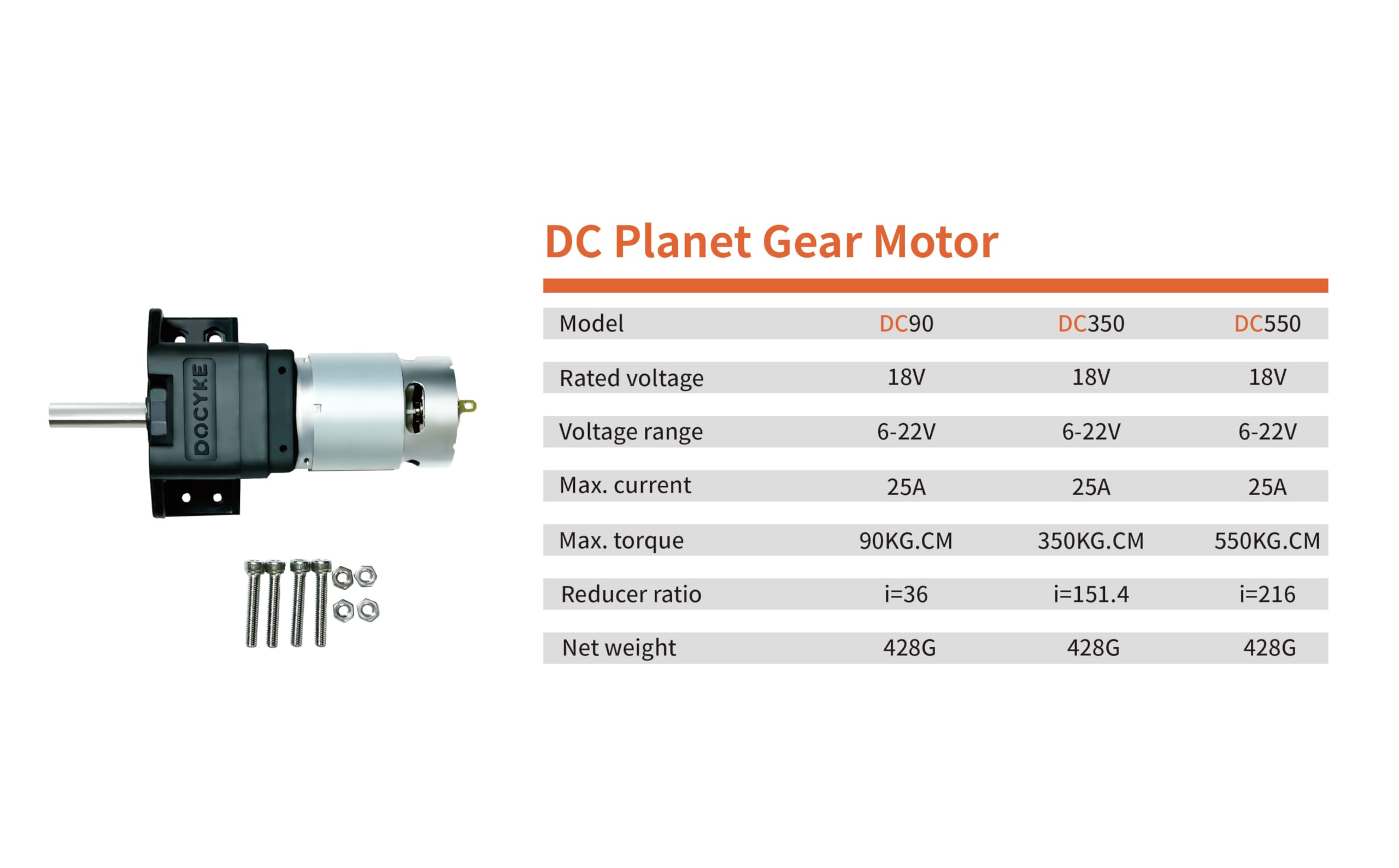 Getriebemotor 200W DC 6V-22V 350kg.cm Hohem Drehmoment Mini-Verzögerung für DIY-Roboter