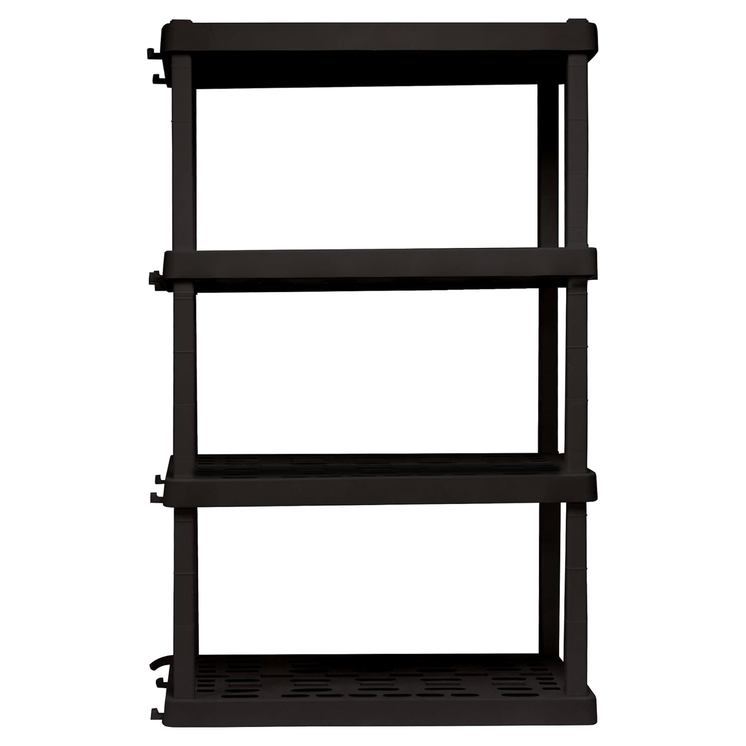 Koolatron Oscar Heavy Duty Plastic Storage Shelves- for Garage, Kitchen, Bathroom Basement, Kids Room, Toys,Stackable 4-Tier Black, Organizer Rack for Books Shoes, Pantry,...