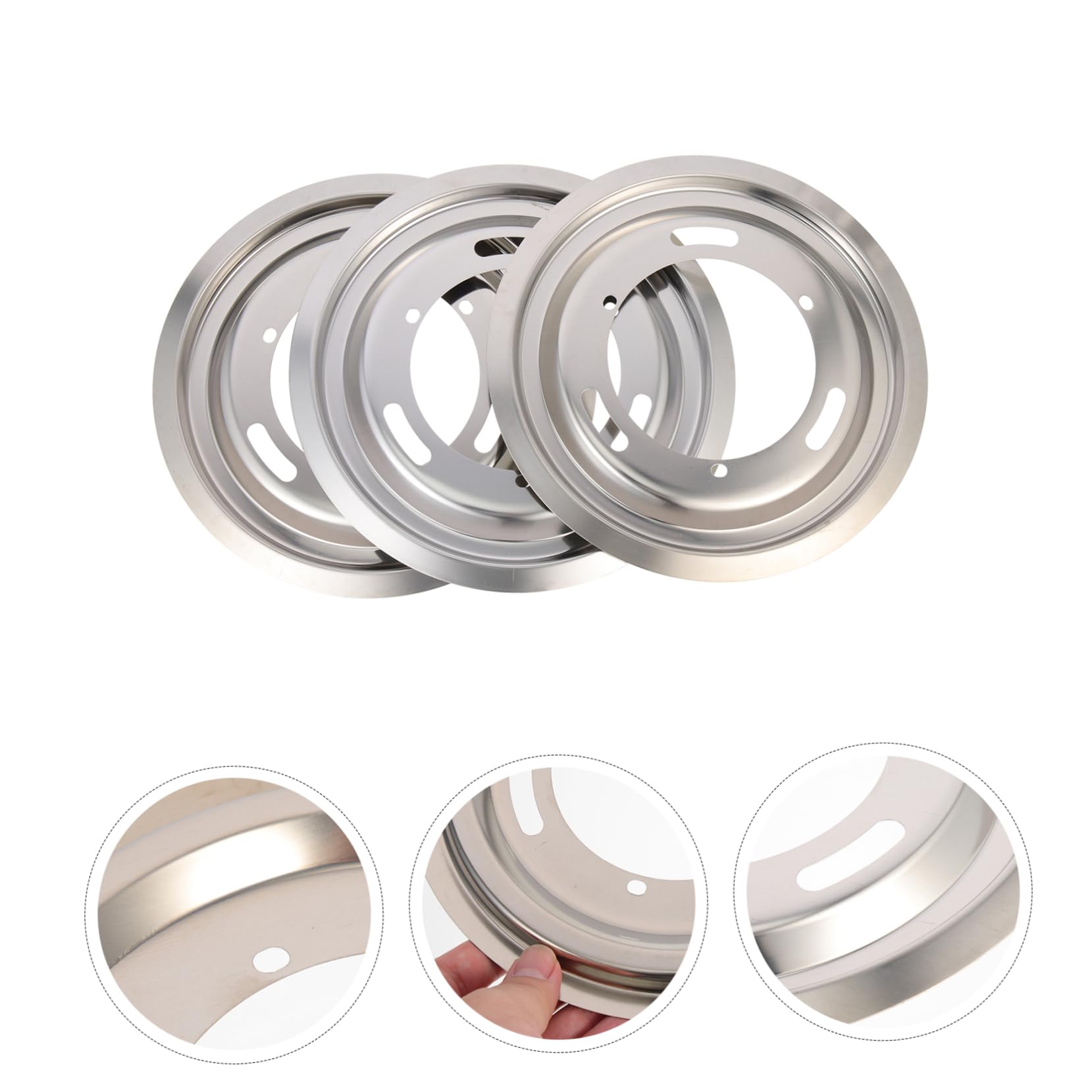 SHINEOFI 3 Set Copertura Per Bruciatori Gas Acciaio Inossidabile Vaschette Per Piano Pratiche E Resistenti Design Antiscivolo Per Moderne 3 Pezzi * 3