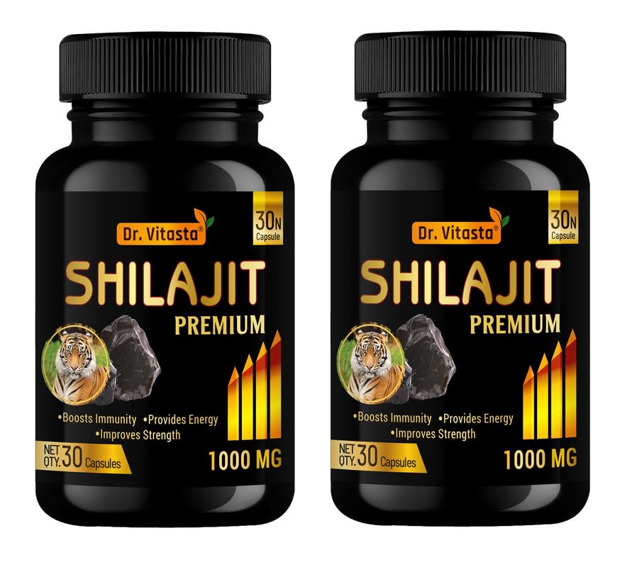 DR. VITASTA Shilajit Premium Capsules | Boosts Immunity & Provide Energy | Improve Strength (50 Capsules - Pack of 2)