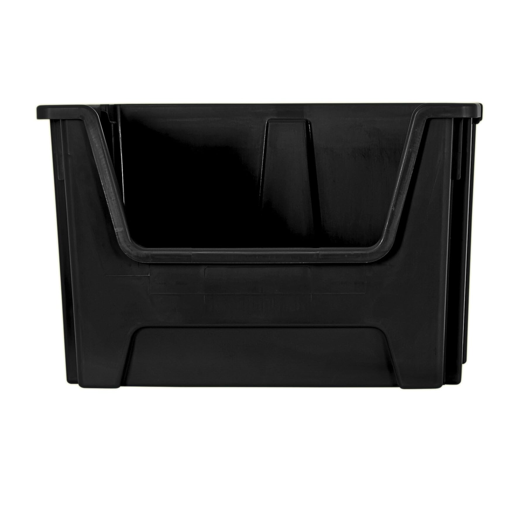 BiGDUG Essentials Large Stacking Pick Bin - 320H x 495W x 390D mm - 50L Capacity Plastic Storage Boxes (Black, Pack of 1)