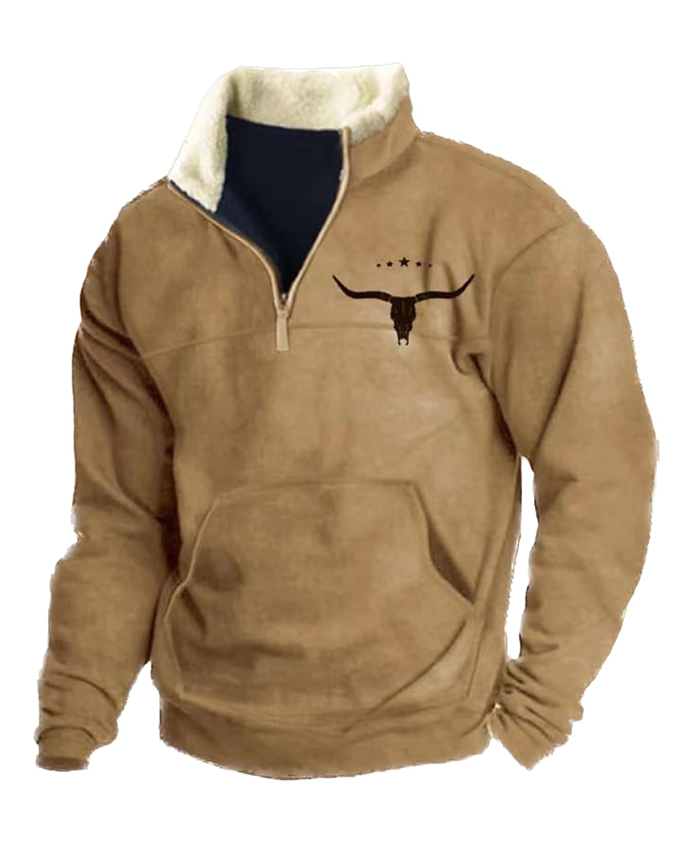 Western Sweatshirts for Men Aztec Retro Pullover Quarter Zip Sweatshirt Mens Stitching Color Fleece Sweatshirt